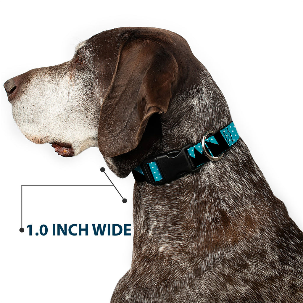 Plastic Clip Collar - BUCKLE - DOWN Shapes Dot Turquoise/White/Black - Che Cose Belle