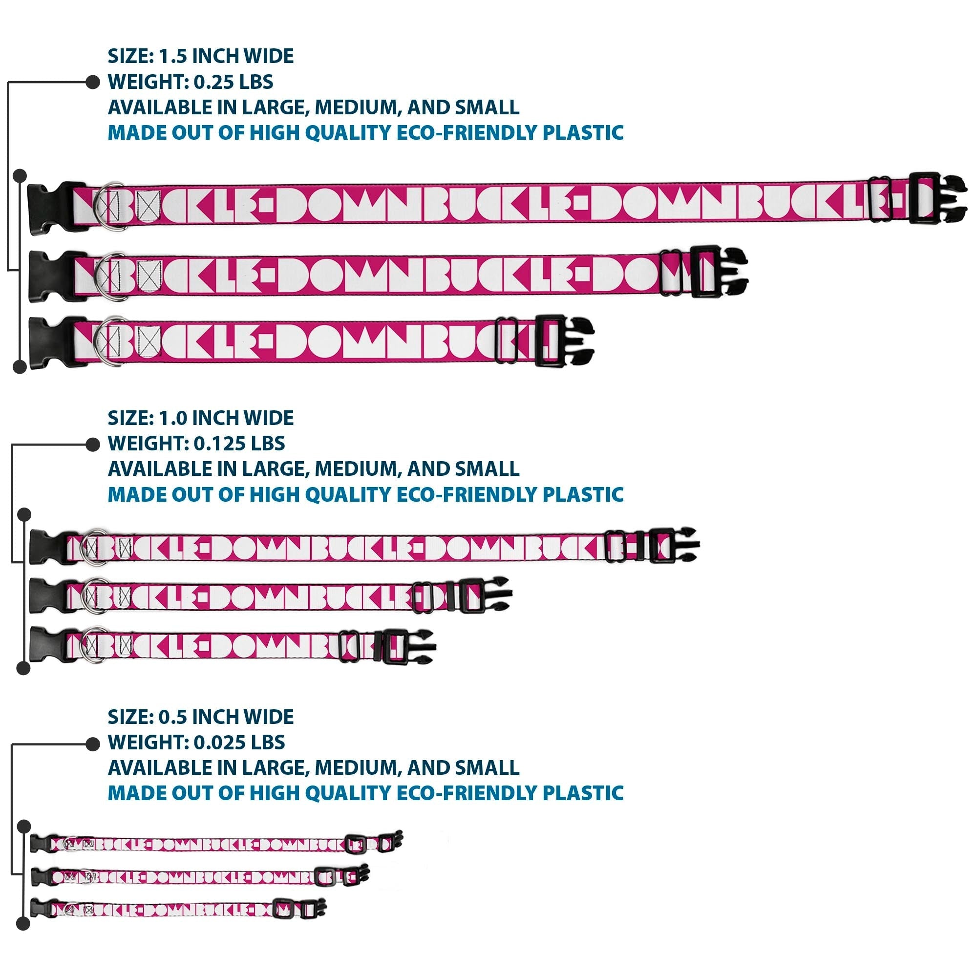 Plastic Clip Collar - BUCKLE - DOWN Shapes Hot Pink/White - Che Cose Belle