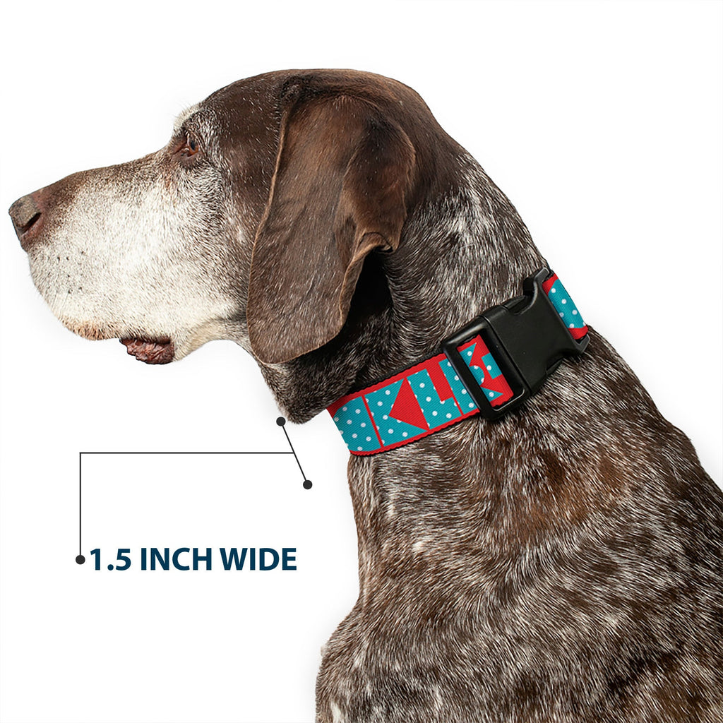 Plastic Clip Collar - BUCKLE - DOWN Shapes Red/Dot Turquoise/White - Che Cose Belle