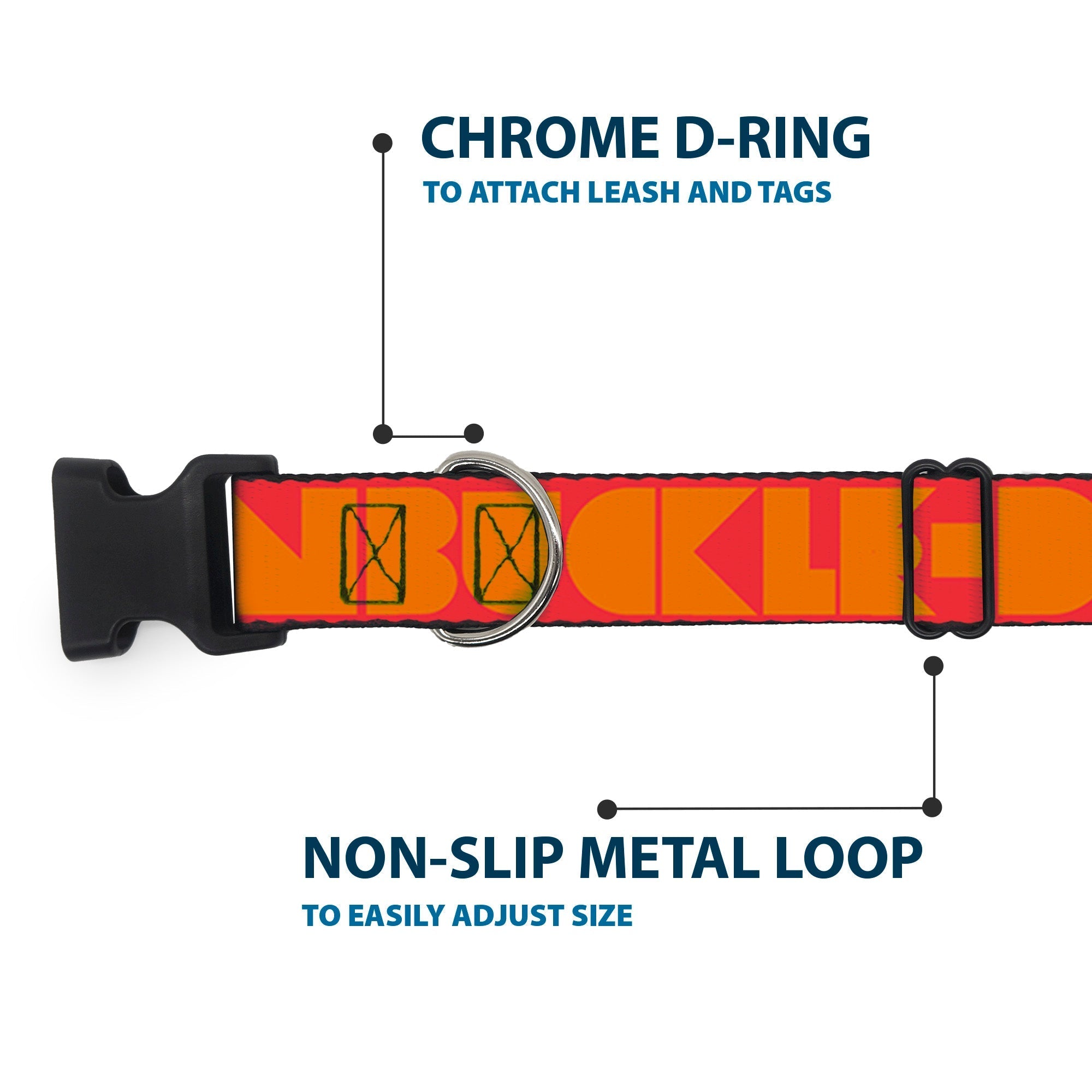 Plastic Clip Collar - BUCKLE - DOWN Shapes Red/Orange - Che Cose Belle