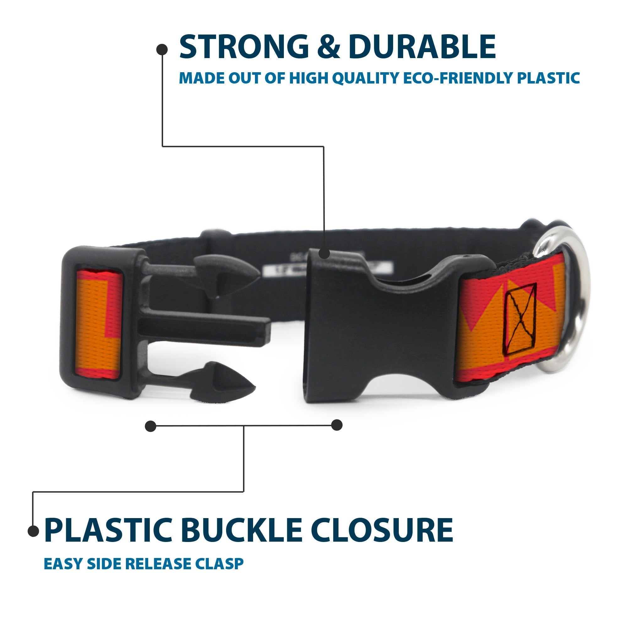 Plastic Clip Collar - BUCKLE - DOWN Shapes Red/Orange - Che Cose Belle