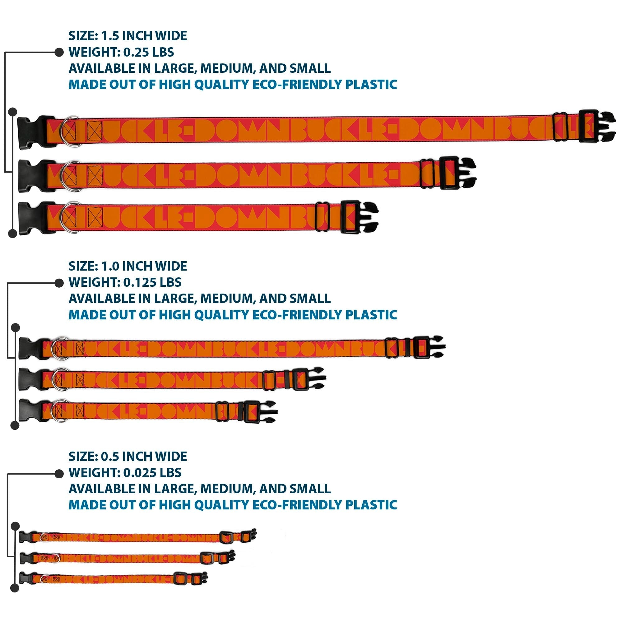Plastic Clip Collar - BUCKLE - DOWN Shapes Red/Orange - Che Cose Belle