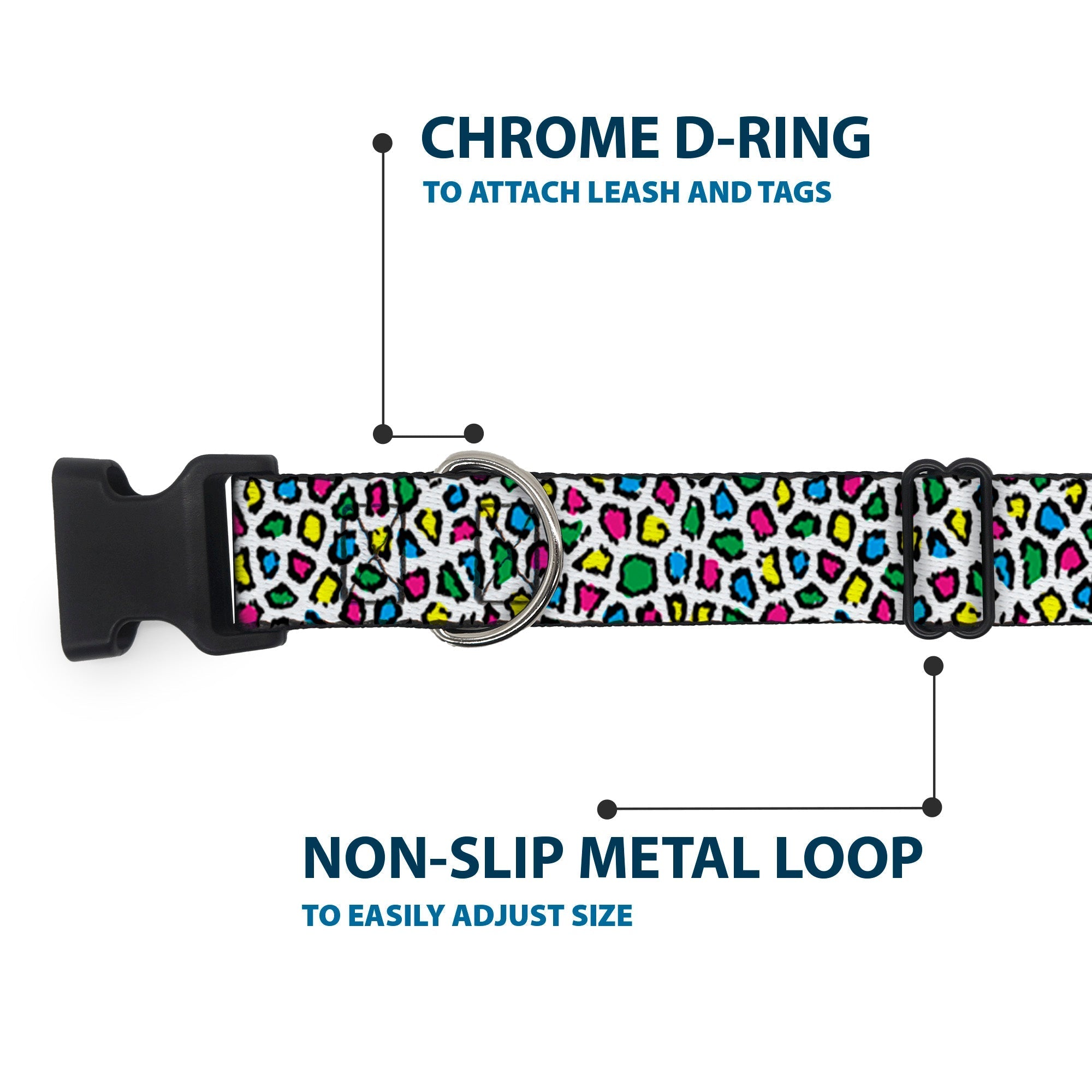 Plastic Clip Collar - Leopard White/Multi Color - Che Cose Belle