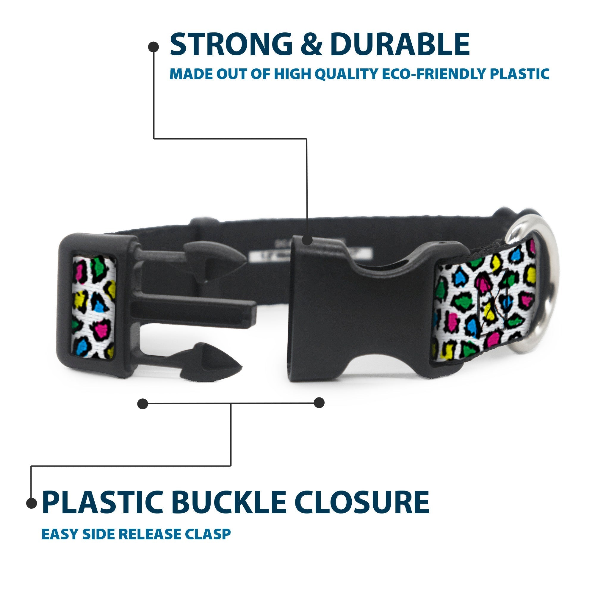 Plastic Clip Collar - Leopard White/Multi Color - Che Cose Belle