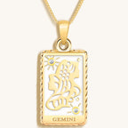 Playful Mind - White Enamel Gemini Card Necklace - Che Cose Belle