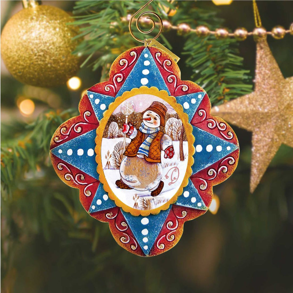 Playful Mr. Snowman Hand-Painted Christmas Figurine Sculpted Hand-Painted Christmas Ornament by G. DeBrekht - Christmas Santa Snowman Decor - 6102442 - Che Cose Belle