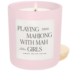 Playing Mahjong with Mah Girls Soy Candle - Pink Matte Jar - 15 oz (Salt and Sea) - Che Cose Belle