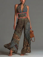 Pleated Wide-Leg Jumpsuit for Women – Sleeveless High-Waist Minimalist Long Jumpsuit - Che Cose Belle