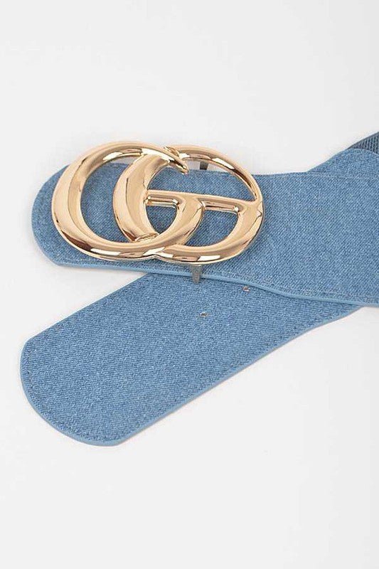 Plus Size CG Buckle Denim Elastic Belt - Che Cose Belle
