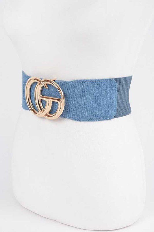 Plus Size CG Buckle Denim Elastic Belt - Che Cose Belle