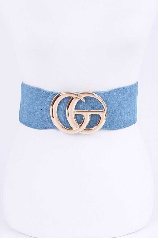 Plus Size CG Buckle Denim Elastic Belt - Che Cose Belle
