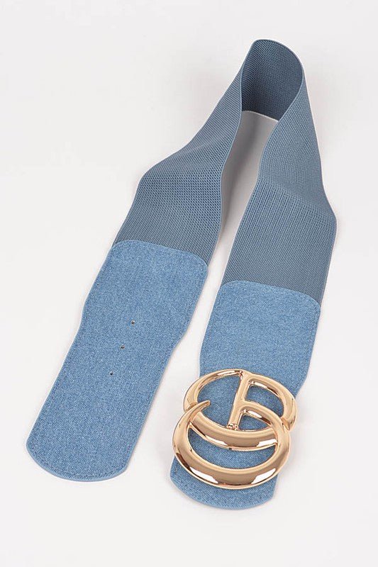 Plus Size CG Buckle Denim Elastic Belt - Che Cose Belle