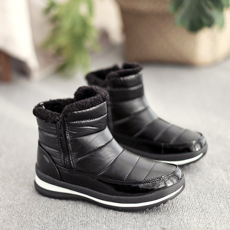 Plush-Lined Round-Toe Flat Short Winter Boots - Che Cose Belle