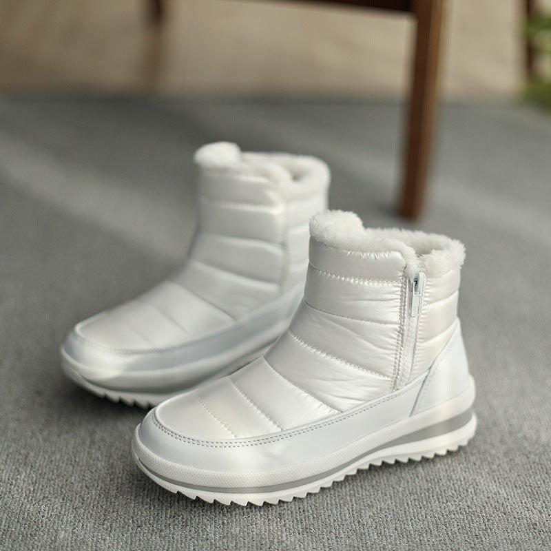 Plush-Lined Round-Toe Flat Short Winter Boots - Che Cose Belle
