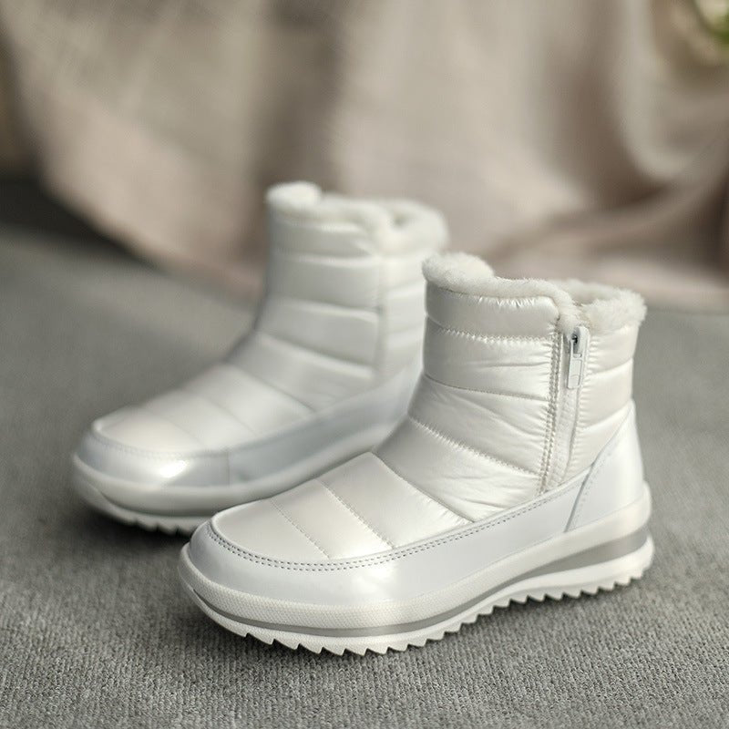 Plush-Lined Round-Toe Flat Short Winter Boots - Che Cose Belle