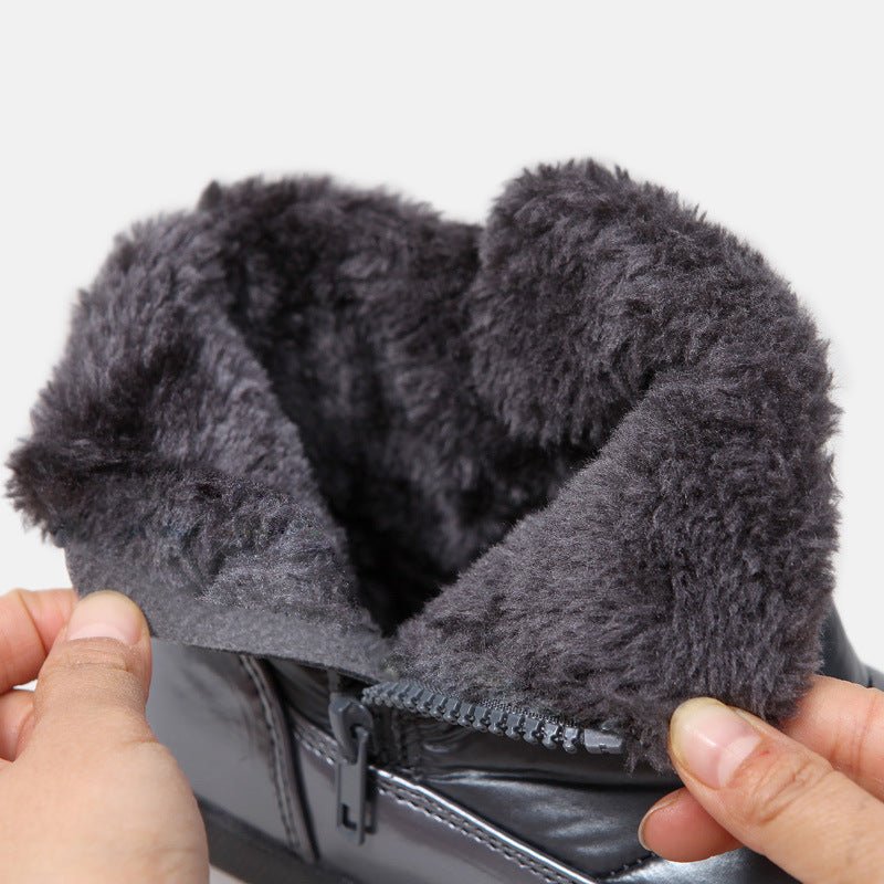Plush-Lined Round-Toe Flat Short Winter Boots - Che Cose Belle