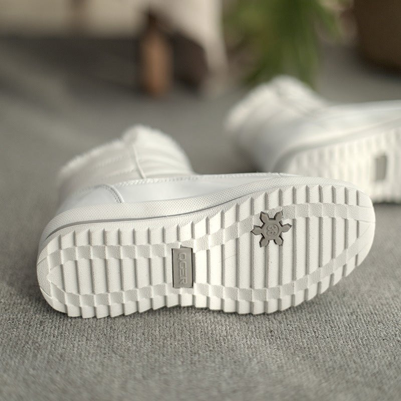 Plush-Lined Round-Toe Flat Short Winter Boots - Che Cose Belle