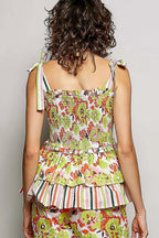 POL Floral Smocked Ruffled Cami with Tie Shoulder Straps - Che Cose Belle