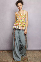 POL Floral Smocked Ruffled Cami with Tie Shoulder Straps - Che Cose Belle