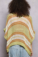 POL Openwork Lightweight Striped V - Neck Knit Top - Che Cose Belle