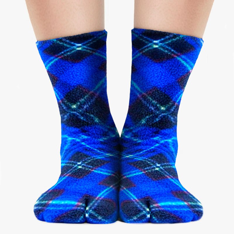 Polar Feet Fleece Tabi Socks - Blue Argyle - Che Cose Belle