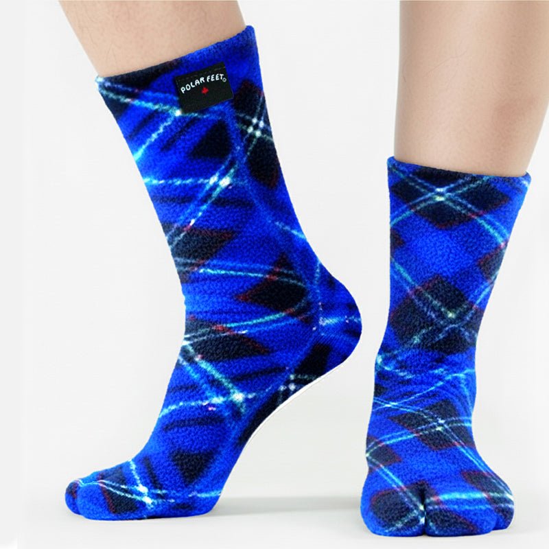 Polar Feet Fleece Tabi Socks - Blue Argyle - Che Cose Belle