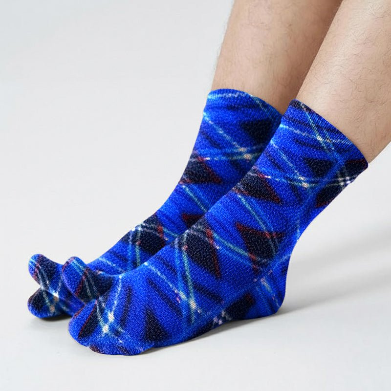 Polar Feet Fleece Tabi Socks - Blue Argyle - Che Cose Belle