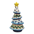 Polish Pottery Christmas Tree Luminary - Winter Wonderland Pattern - Che Cose Belle
