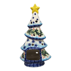 Polish Pottery Christmas Tree Luminary - Winter Wonderland Pattern - Che Cose Belle