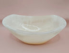 Polished White Onyx Bowl – Small Hand-Carved Decorative Vessel – 9.75" - Che Cose Belle
