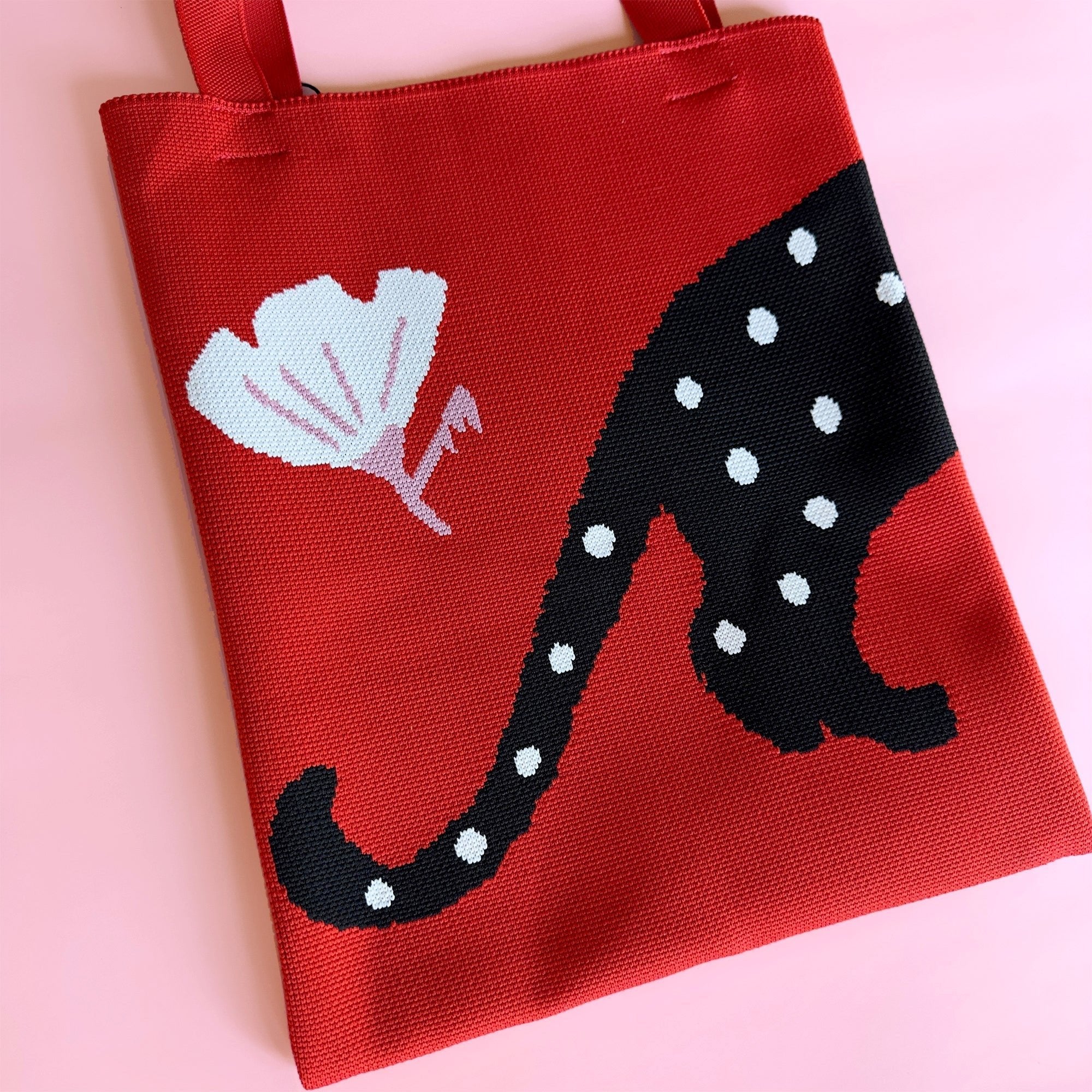 Polka Cat Knit Tote Bag - Che Cose Belle