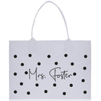 Polka Dot Mrs. Last Name Tote Bag Personalized Date Wedding Tote Bridal Shower Gift Honeymoon Gift Customized Wedding Gift Bridesmaid Gift - Che Cose Belle