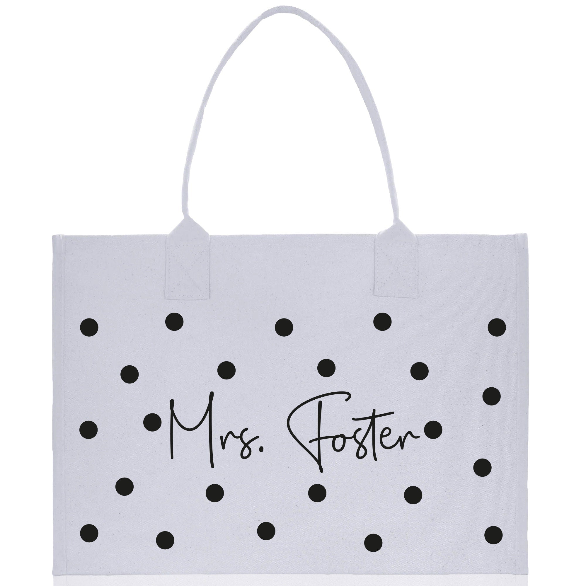 Polka Dot Mrs. Last Name Tote Bag Personalized Date Wedding Tote Bridal Shower Gift Honeymoon Gift Customized Wedding Gift Bridesmaid Gift - Che Cose Belle