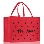 Polka Dot Mrs. Last Name Tote Bag Personalized Date Wedding Tote Bridal Shower Gift Honeymoon Gift Customized Wedding Gift Bridesmaid Gift - Che Cose Belle