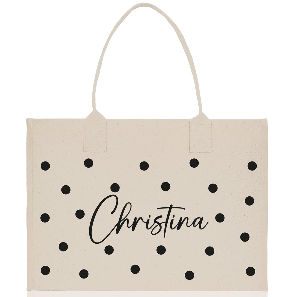 Polka Dot Mrs. Last Name Tote Bag Personalized Date Wedding Tote Bridal Shower Gift Honeymoon Gift Customized Wedding Gift Bridesmaid Gift - Che Cose Belle