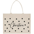 Polka Dot Mrs. Last Name Tote Bag Personalized Date Wedding Tote Bridal Shower Gift Honeymoon Gift Customized Wedding Gift Bridesmaid Gift - Che Cose Belle