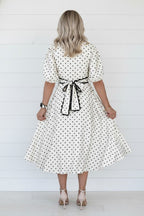 Polka Dot Scallop Trim Button Down Midi Dress - Che Cose Belle