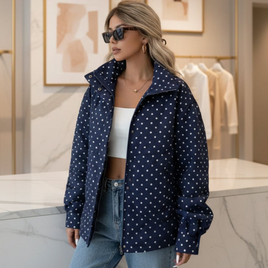 Polka Dot Zip-Up Jacket – Relaxed Fit - Che Cose Belle