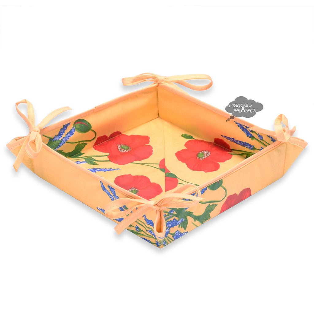 Poppies Yellow Acrylic Coated Bread Basket by Tissus Toselli - Che Cose Belle