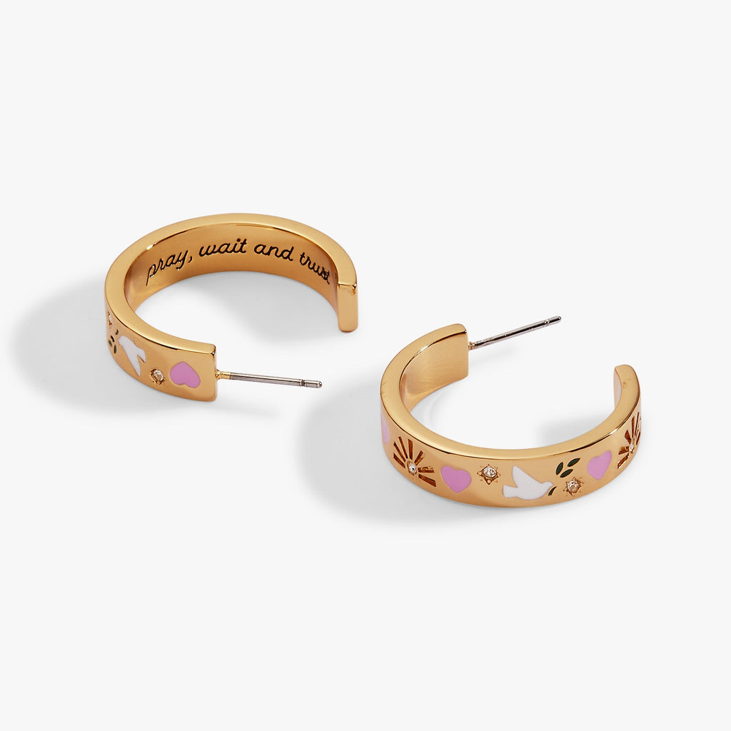 'Pray, Wait and Trust' Hoop Earrings - Che Cose Belle
