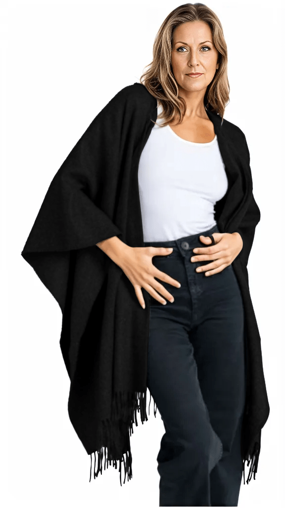Premium Classic Solid Alpaca Poncho - Che Cose Belle