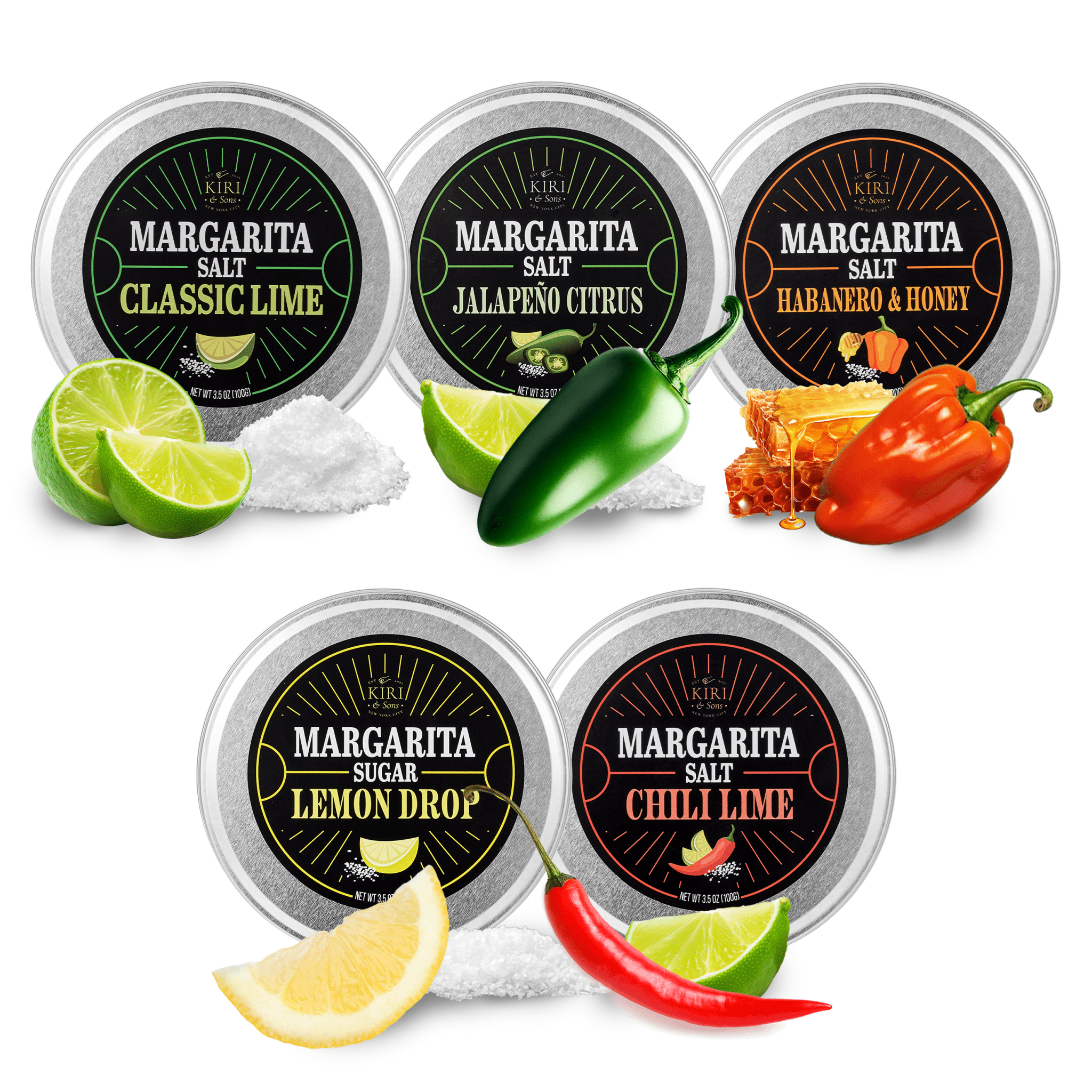 Premium Margarita Salt Rim Variety Set, Set of 5, Giftable Food Items - Che Cose Belle
