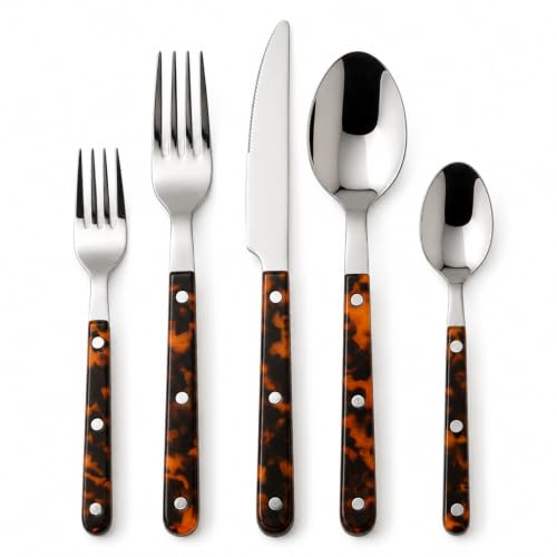 Premium Stainless Steel Flatware Set, 20 Piece Tortoise - Che Cose Belle