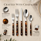 Premium Stainless Steel Flatware Set, 20 Piece Tortoise - Che Cose Belle