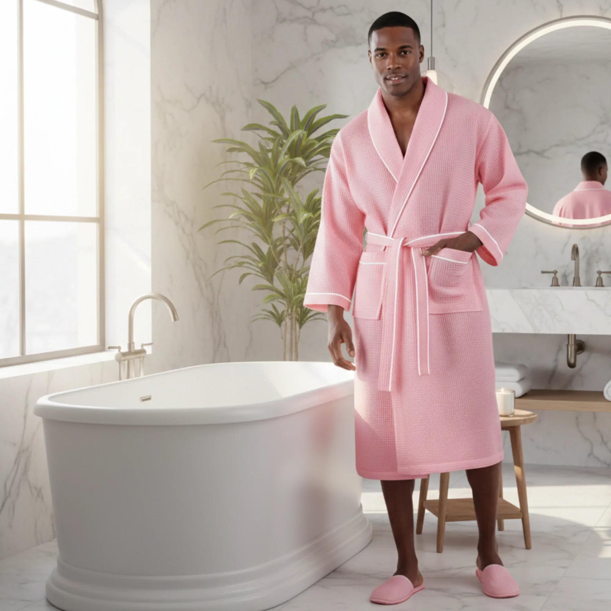 Premium Waffle Piping Robe for Men - Che Cose Belle