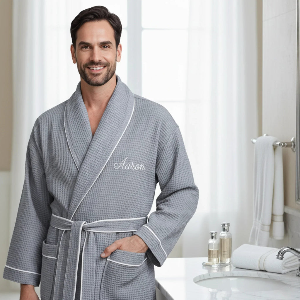 Premium Waffle Piping Robe for Men - Che Cose Belle