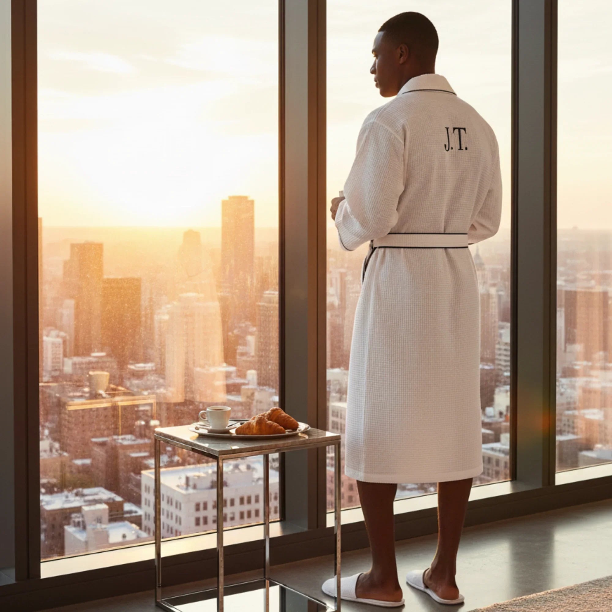 Premium Waffle Piping Robe for Men - Che Cose Belle