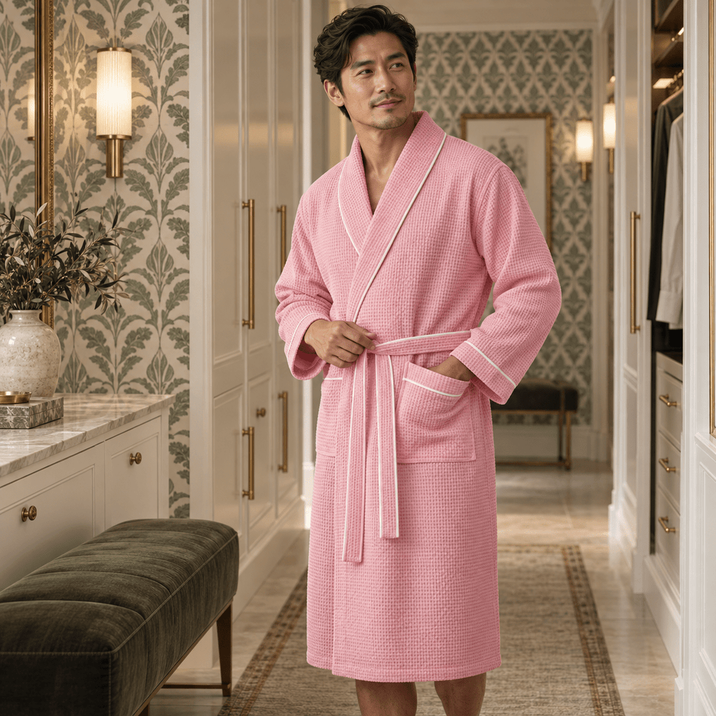 Premium Waffle Piping Robe for Men - Che Cose Belle