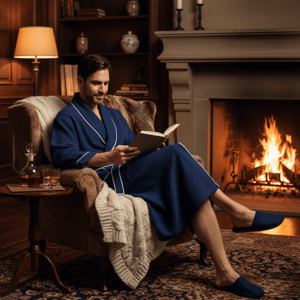 Premium Waffle Piping Robe for Men - Che Cose Belle