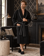 Premium Waffle Piping Robe for Men - Che Cose Belle